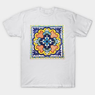 Mexican talavera flower tile ceramics T-Shirt